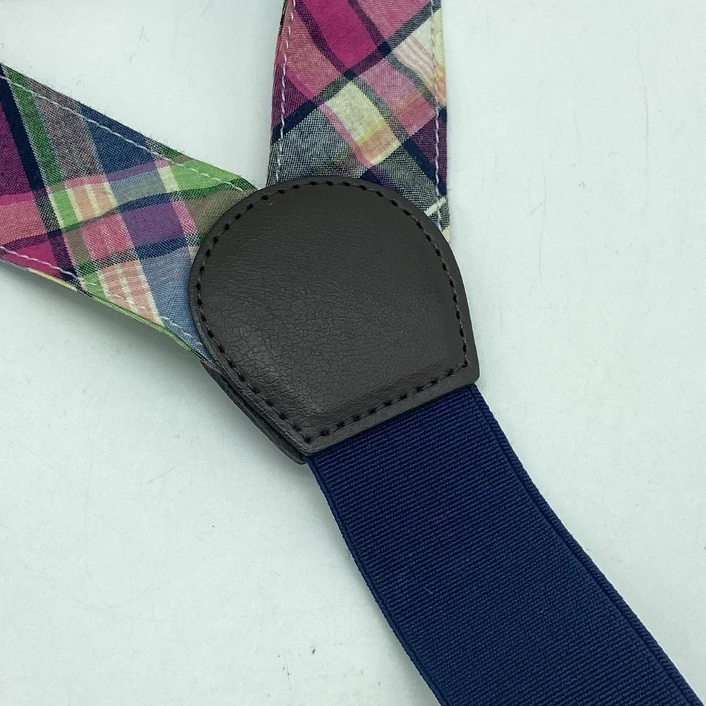 Gymboree Pastel Plaid Suspenders Size 6 Preppy Adjustable Y-Back Easter Wedding